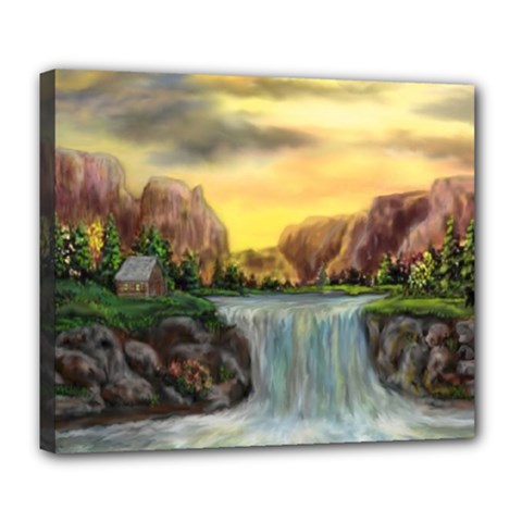 Brentons Waterfall - Ave Hurley - Artrave - Deluxe Canvas 24  X 20  (framed) by ArtRave2