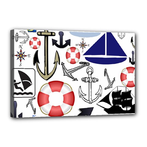 Nautical Collage Canvas 18  X 12  (framed) by StuffOrSomething