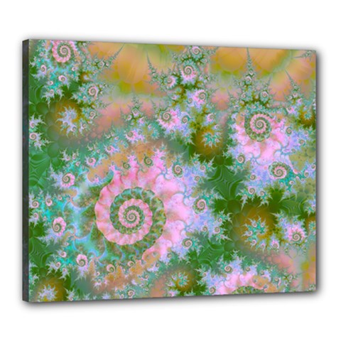 Rose Forest Green, Abstract Swirl Dance Canvas 24  X 20  (framed) by DianeClancy