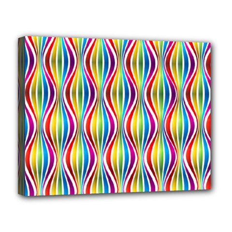 Rainbow Waves Canvas 14  X 11  (framed) by Colorfulplayground