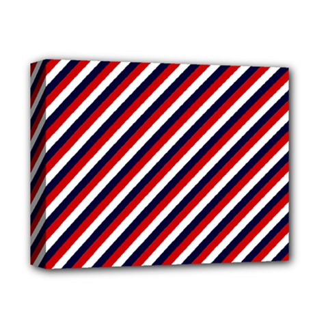 Diagonal Patriot Stripes Deluxe Canvas 14  X 11  (framed) by StuffOrSomething