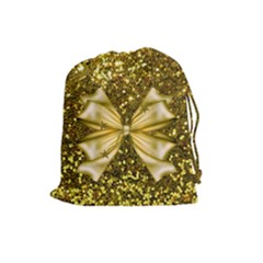 Golden Sequins And Bow Drawstring Pouch (large) by ElenaIndolfiStyle
