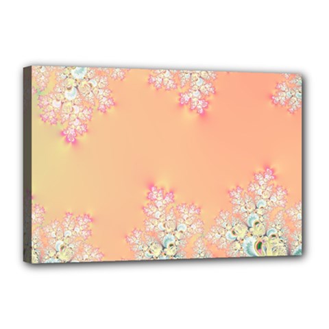 Peach Spring Frost On Flowers Fractal Canvas 18  X 12  (framed) by Artist4God