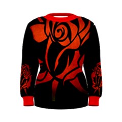 Red Rose Etching On Black Women s Sweatshirt by StuffOrSomething