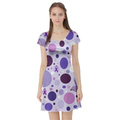 Purple Awareness Dots Short Sleeve Skater Dress by FunWithFibro