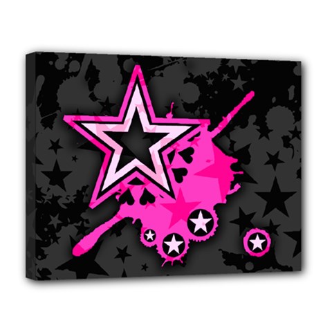 Pink Star Graphic Canvas 14  X 11  (framed) by ArtistRoseanneJones