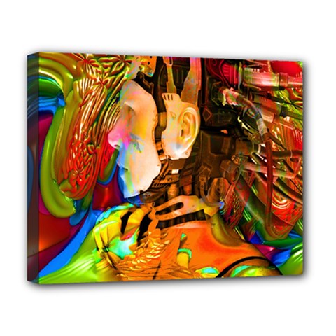 Robot Connection Deluxe Canvas 20  X 16  (framed) by icarusismartdesigns