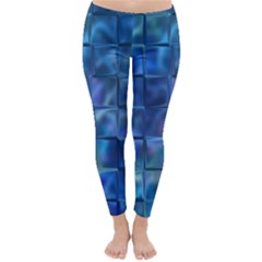 Blue Squares Tiles Winter Leggings by KirstenStarFashion