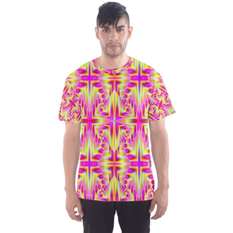 Pink And Yellow Rave Pattern Men s Sport Mesh Tee by KirstenStarFashion