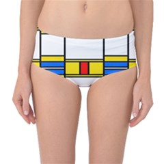 Colorful Squares And Rectangles Pattern Mid-waist Bikini Bottoms by LalyLauraFLM