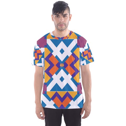 Shapes In Rectangles Pattern Men s Sport Mesh Tee by LalyLauraFLM