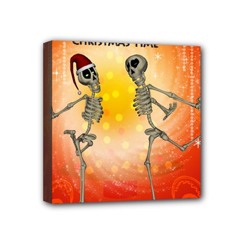 Dancing For Christmas, Funny Skeletons Mini Canvas 4  X 4  by FantasyWorld7
