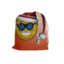 Funny Christmas Smiley With Sunglasses Drawstring Pouches (Large)  View1