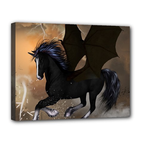 Awesome Dark Unicorn With Clouds Canvas 14  X 11  by FantasyWorld7