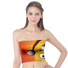Cute Funny Christmas Smiley With Christmas Tree Women s Tube Tops by FantasyWorld7