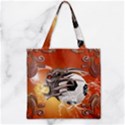 Soccer With Skull And Fire And Water Splash Zipper Grocery Tote Bags View2