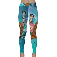 Music, Pan Flute With Fairy Yoga Leggings by FantasyWorld7
