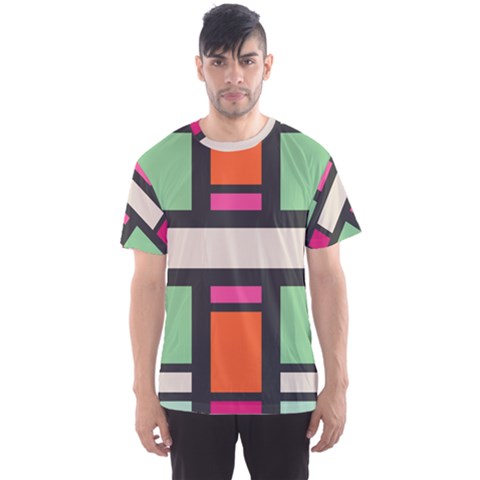 Rectangles Cross Men s Sport Mesh Tee by LalyLauraFLM