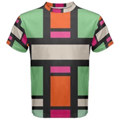 Rectangles Cross Men s Cotton Tee by LalyLauraFLM