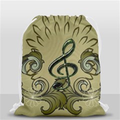Decorative Clef With Damask In Soft Green Drawstring Bag (small) by FantasyWorld7