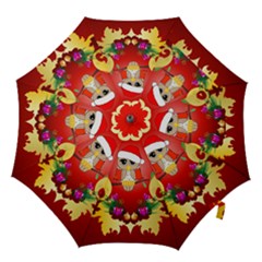 Funny, Cute Christmas Owl  With Christmas Hat Hook Handle Umbrellas (medium) by FantasyWorld7