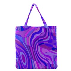 Retro Abstract Blue Pink Grocery Tote Bags by ImpressiveMoments