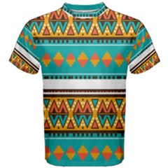 Tribal Design In Retro Colors Men s Cotton Tee by LalyLauraFLM