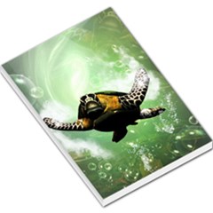 Wonderful Sea Turtle With Bubbles Large Memo Pads by FantasyWorld7