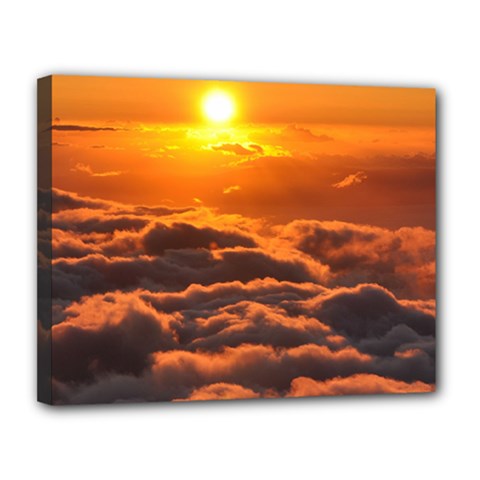Sunset Over Clouds Canvas 14  X 11  by trendistuff