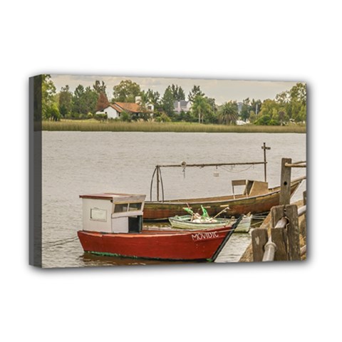 Santa Lucia River In Montevideo Uruguay Deluxe Canvas 18  X 12   by dflcprints