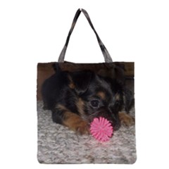 Puppy With A Chew Toy Grocery Tote Bags by trendistuff