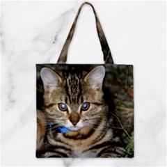 Blue-eyed Kitty Zipper Grocery Tote Bags by trendistuff