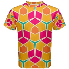 Shapes In Retro Colors Pattern Men s Cotton Tee by LalyLauraFLM