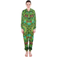 Peacock Feathers Mandala Hooded Jumpsuit (ladies)  by Zandiepants