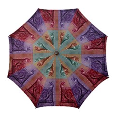 Vintage Flower Squares Golf Umbrellas by BrightVibesDesign