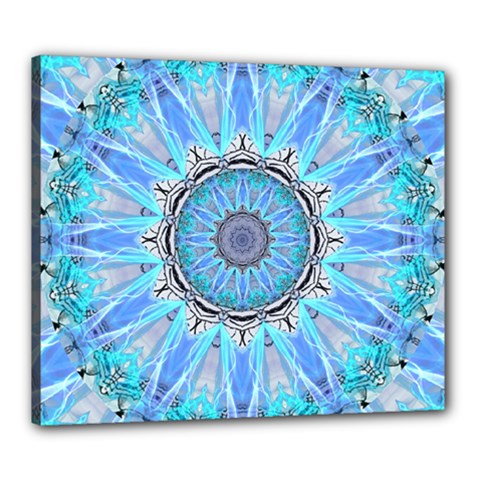 Sapphire Ice Flame, Light Bright Crystal Wheel Canvas 24  X 20  by DianeClancy