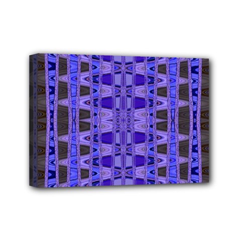 Blue Black Geometric Pattern Mini Canvas 7  X 5  by BrightVibesDesign