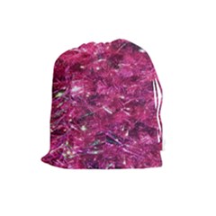 Festive Hot Pink Glitter Merry Christmas Tree  Drawstring Pouches (large)  by yoursparklingshop