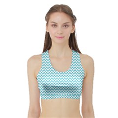Blue White Chevron Women s Sports Bra With Border by yoursparklingshop