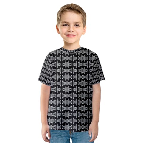 Black White Tiki Pattern Kid s Sport Mesh Tee by BrightVibesDesign