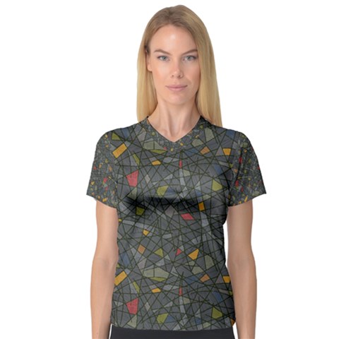 Abstract Reg Women s V-neck Sport Mesh Tee by FunkyPatterns