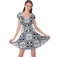 Black And White Cap Sleeve Dresses by FunkyPatterns