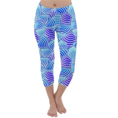 Blue And Purple Glowing Capri Winter Leggings  by FunkyPatterns