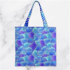 Blue And Purple Glowing Zipper Grocery Tote Bag by FunkyPatterns