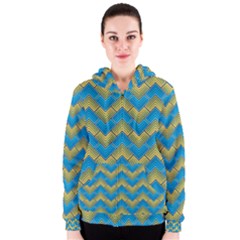 Blue And Yellow Women s Zipper Hoodie by FunkyPatterns