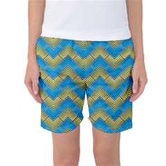 Blue And Yellow Women s Basketball Shorts by FunkyPatterns