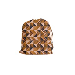 Brown Tiles Drawstring Pouches (small)  by FunkyPatterns