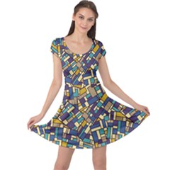 Pastel Tiles Cap Sleeve Dresses by FunkyPatterns