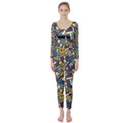 Pastel Tiles Long Sleeve Catsuit by FunkyPatterns