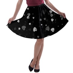 Black And White Hearts A-line Skater Skirt by TRENDYcouture